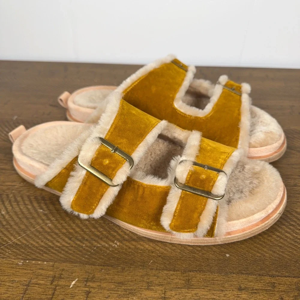 Forte Forte Sandals Women EU 40 US 9 Brown Shearling Leather Buckle Slides Italy